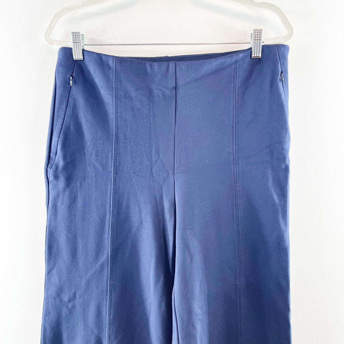 LOFT Ponte High Rise Wide Leg Trouser Pants Navy Blue Large