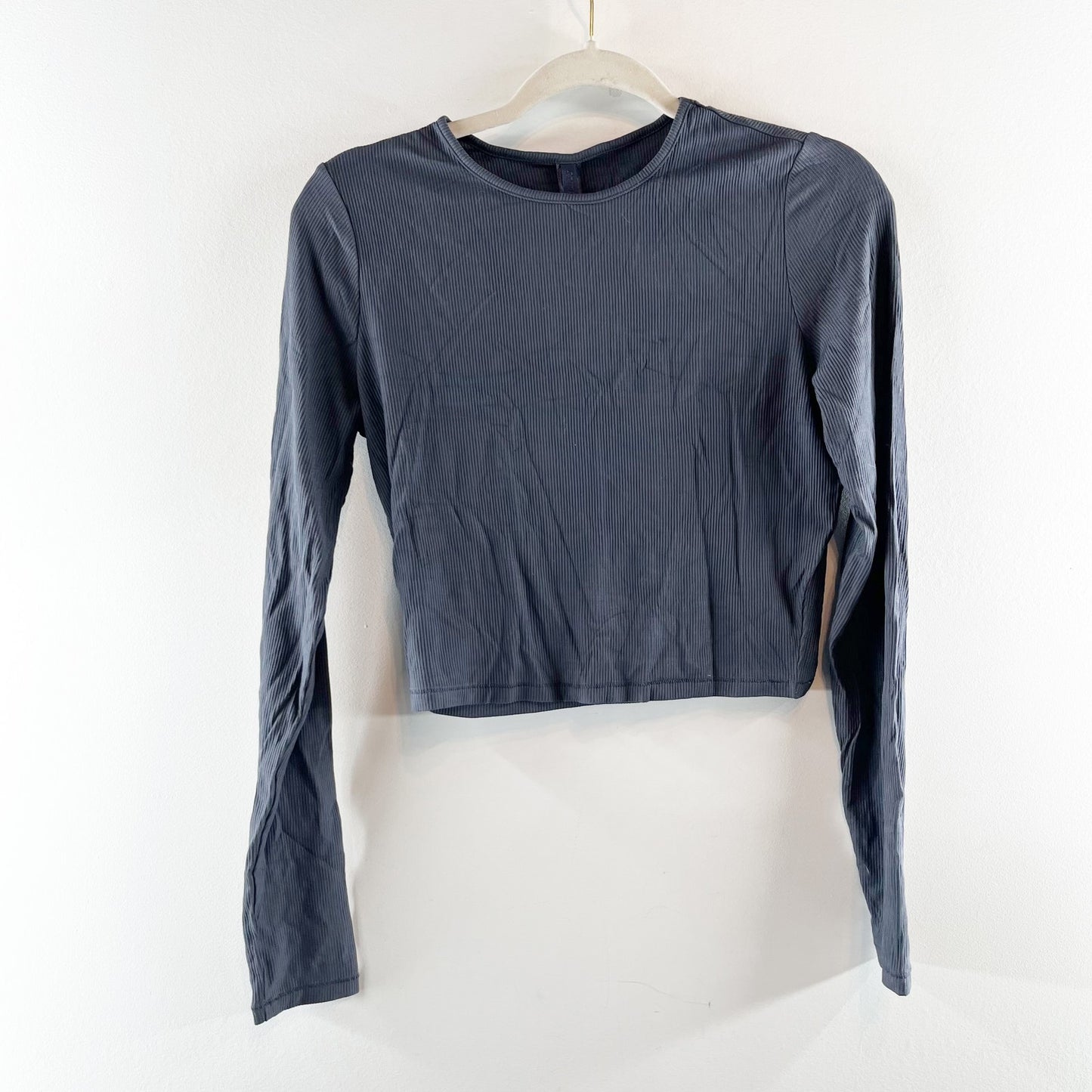 SKIMS Soft Lounge Long Sleeve Crop Tee Shirt Top Graphite Gray Medium