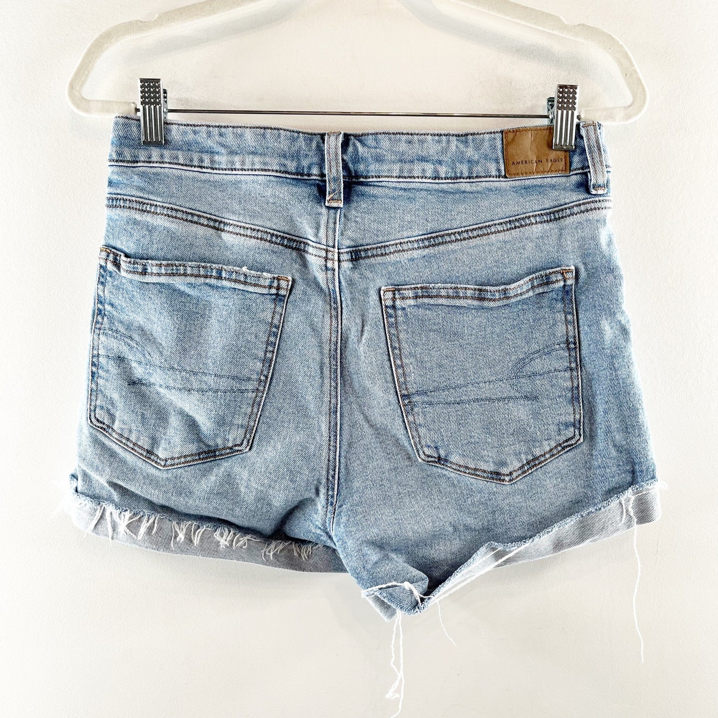 American Eagle High Rise Distressed Cutoff Mom Shorts Blue 6