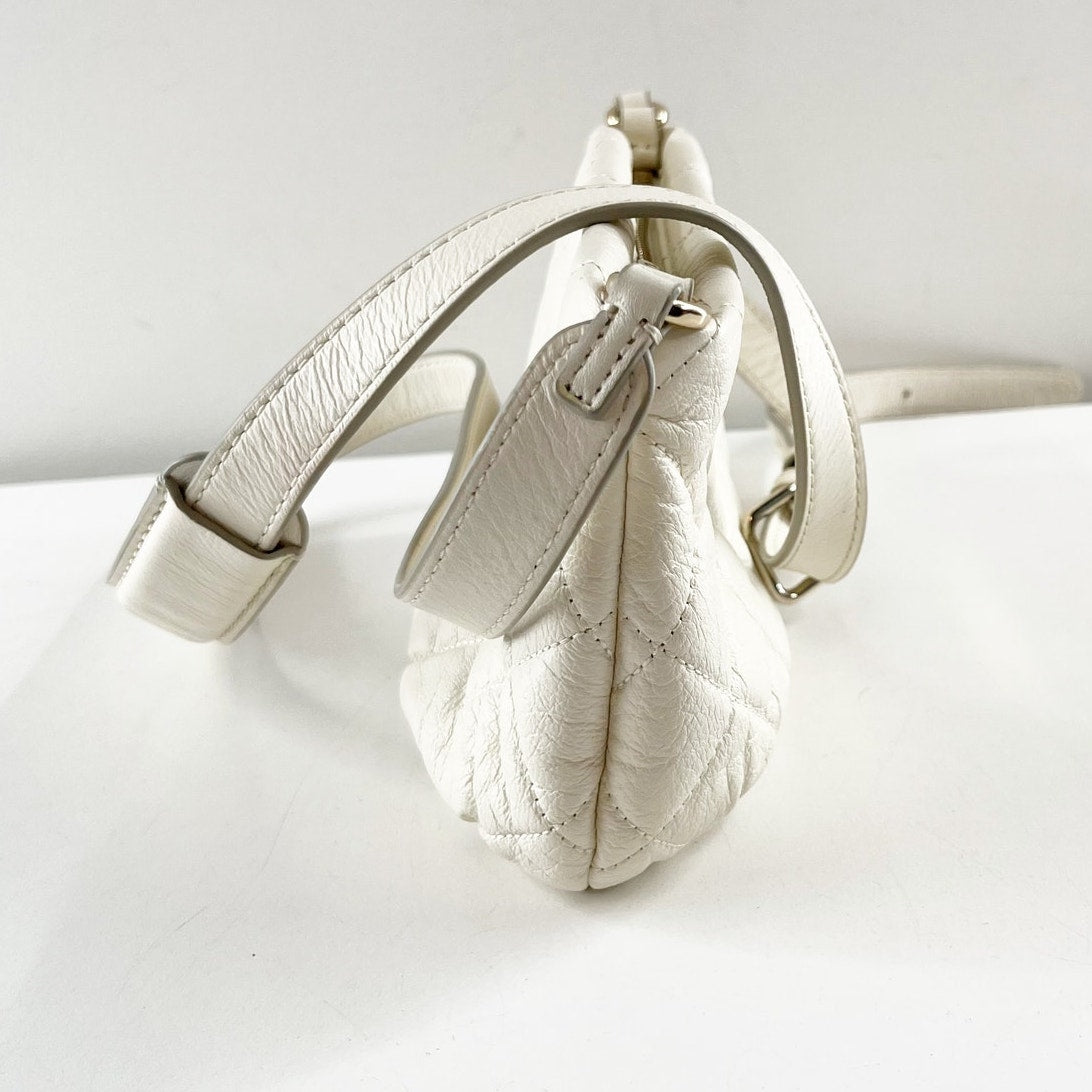Marc by Marc Jacobs Quilted Leather Small Crossbody Shoulder Bag White