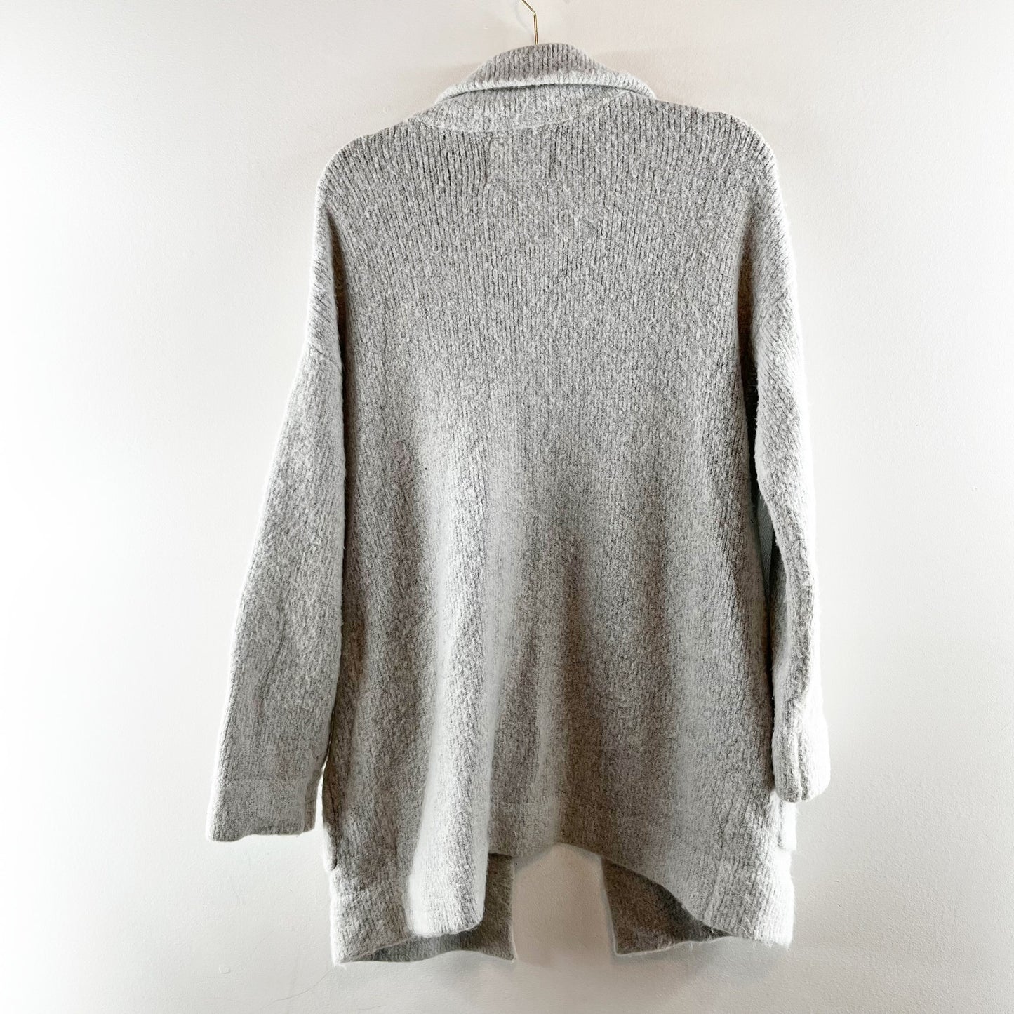 Thread & Supply Open Long Sleeve Cozy Cardigan Sweater Coatigan Gray Small