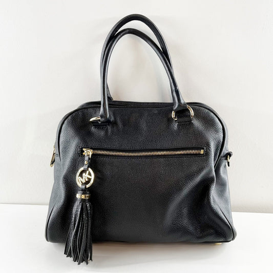 Michael Kors Knox Tassel Satchel Leather Purse Bag Black