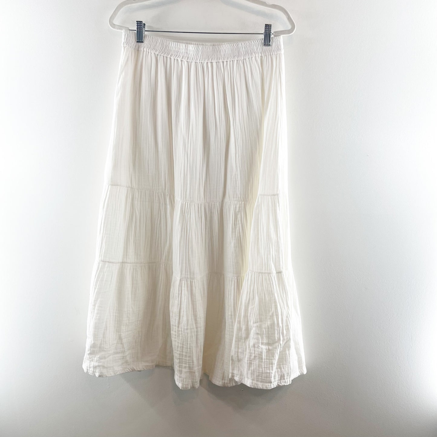 Faherty Dream Cotton Gauze Valentina Maxi Skirt White Large