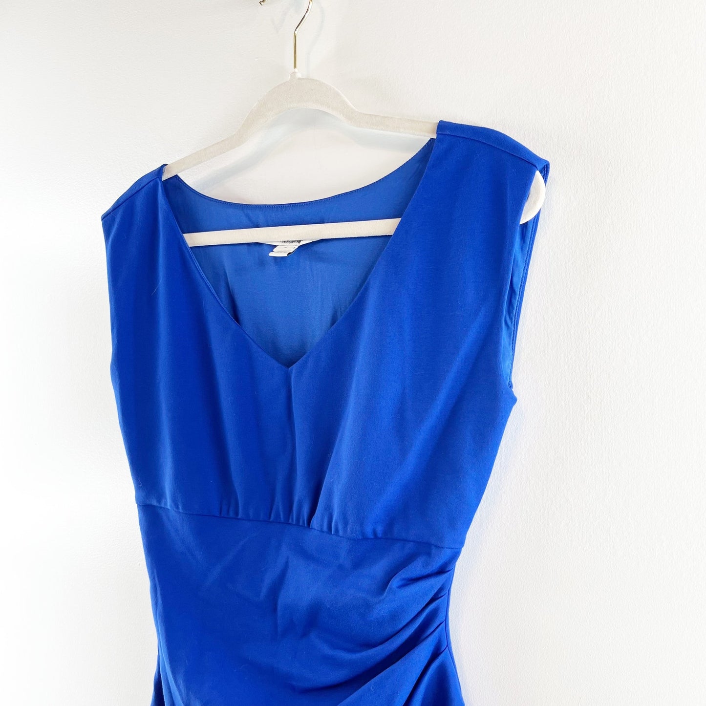 Diane Von Furstenberg Bevin Cap Sleeve Ruched Mini Shift Dress Royal Blue 4