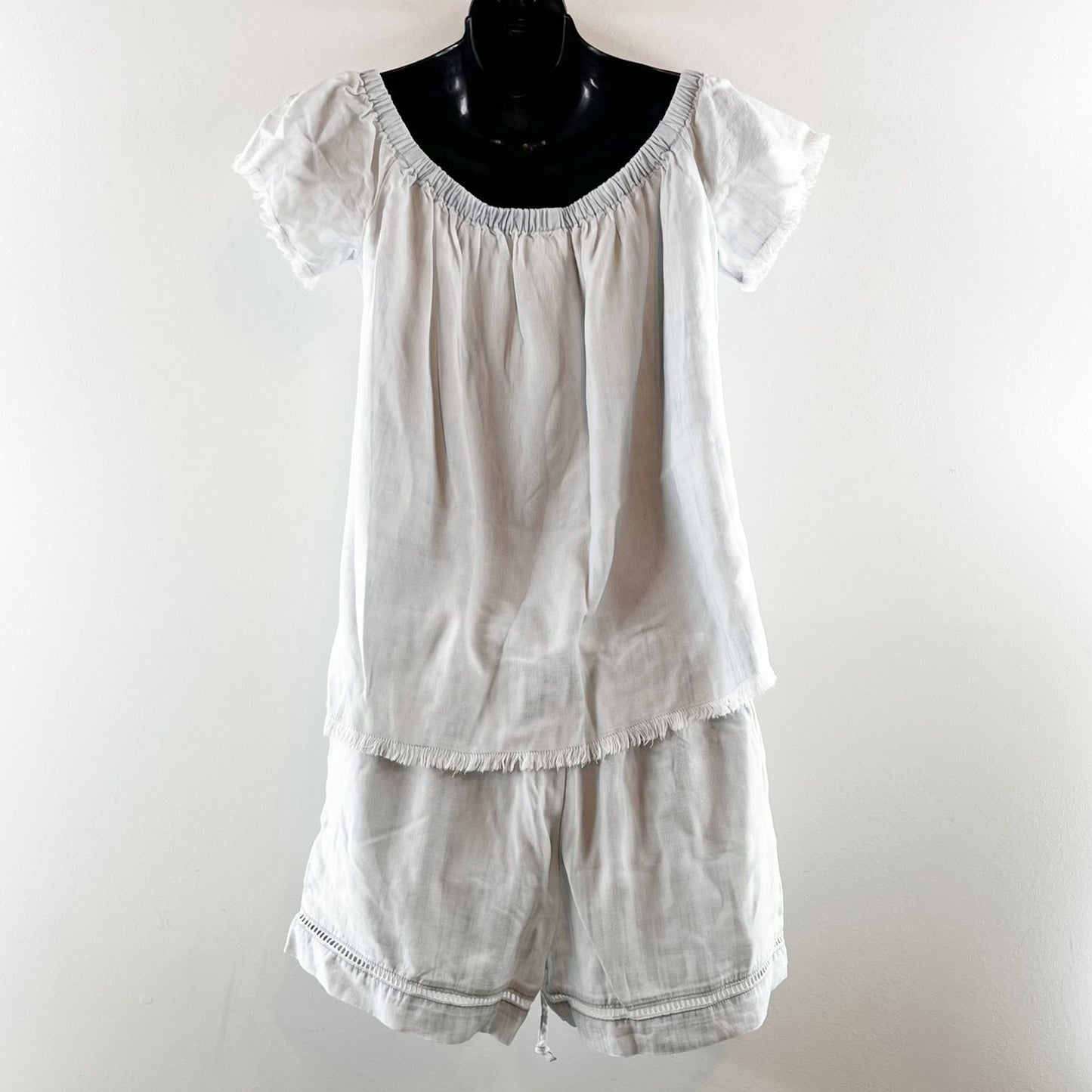Cloth & Stone Short Sleeve Chambray Shorts Top Matching Set Blue Small