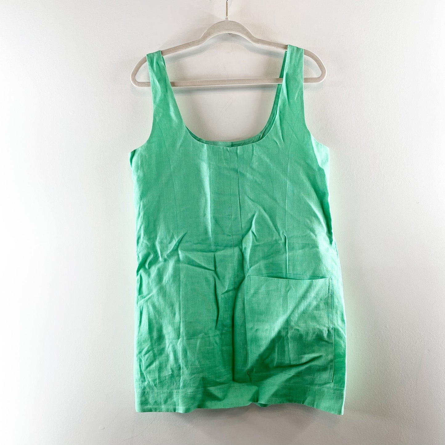 Banana Republic Linen Scoop-Neck Mini Shift Dress Katydid Green Small