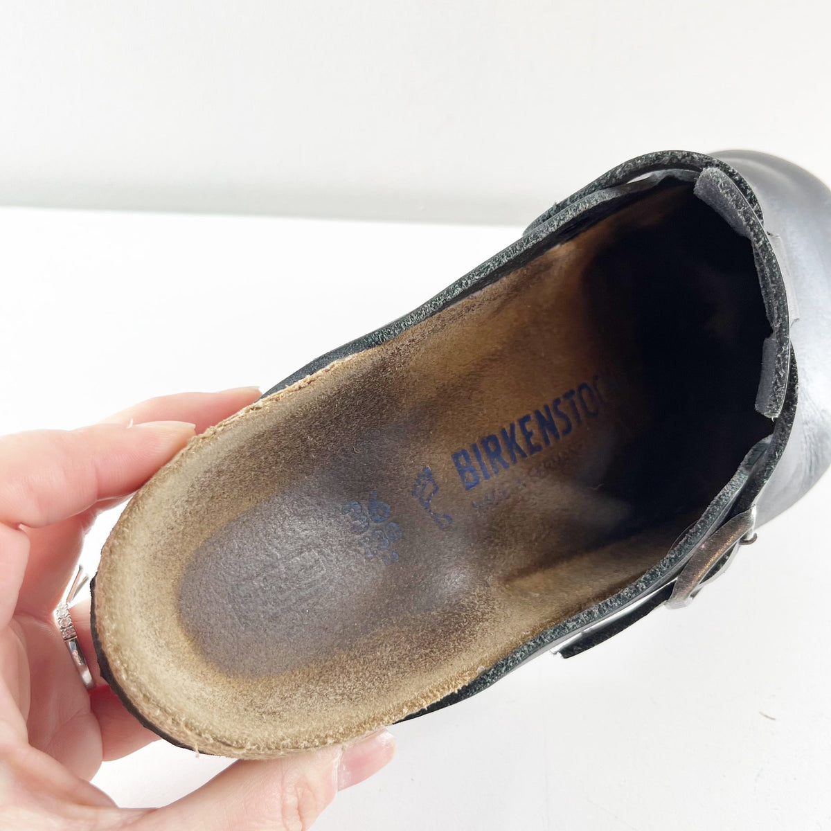 Birkenstock Boston Wire Buckle Closed Toe Clog Sandals Vintage Wood Black 36