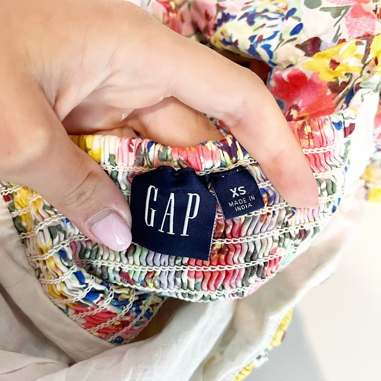Gap Floral Puff-Sleeve Square Neck Smocked Babydoll Mini Dress Multicolor XS