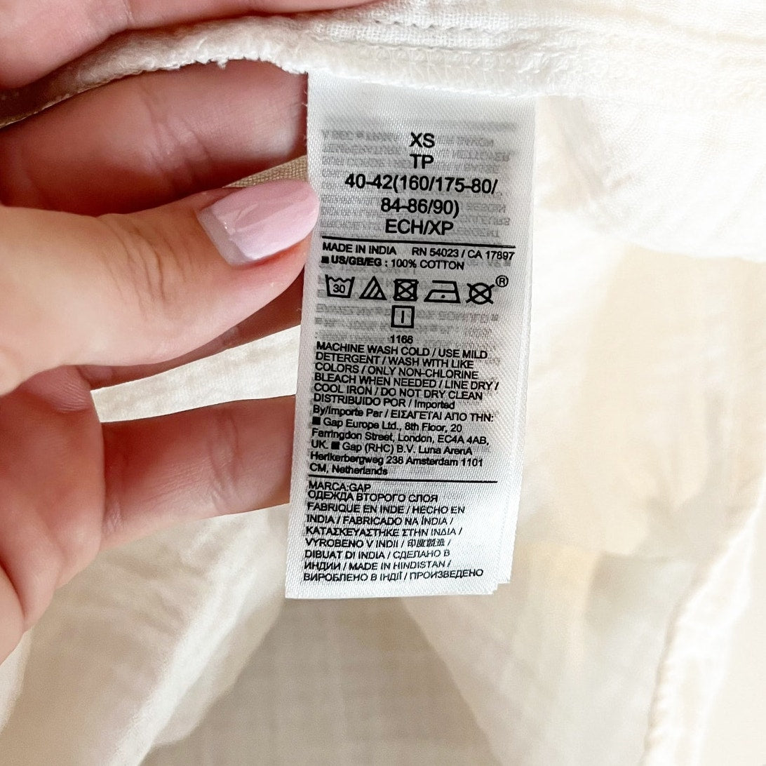 GAP Crinkle Gauze Ruffle Strap Mini Dress White XS