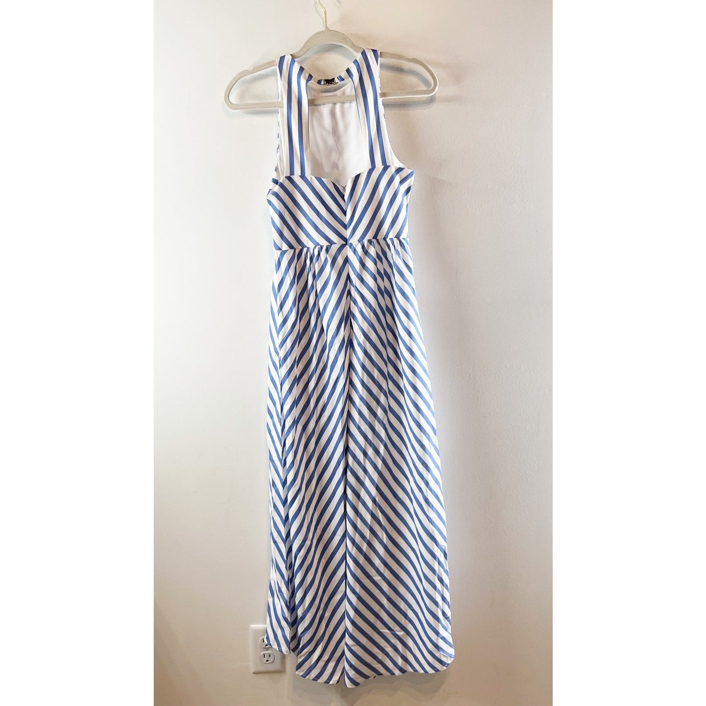 Tuckernuck Striped High Neck Sleeveless Portofino Midi Dress Blue White 4