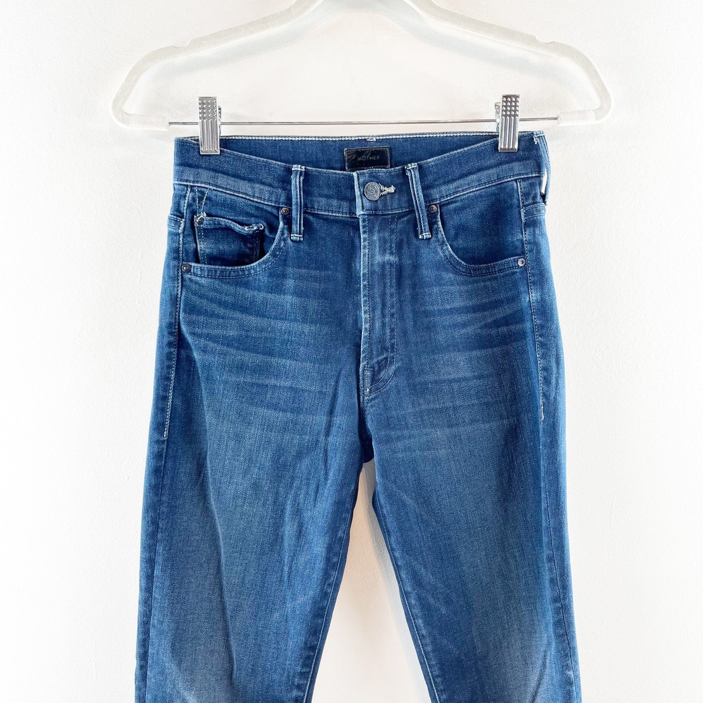 Mother The Insider Crop Step Fray High Rise Jeans Good For You Blue 26
