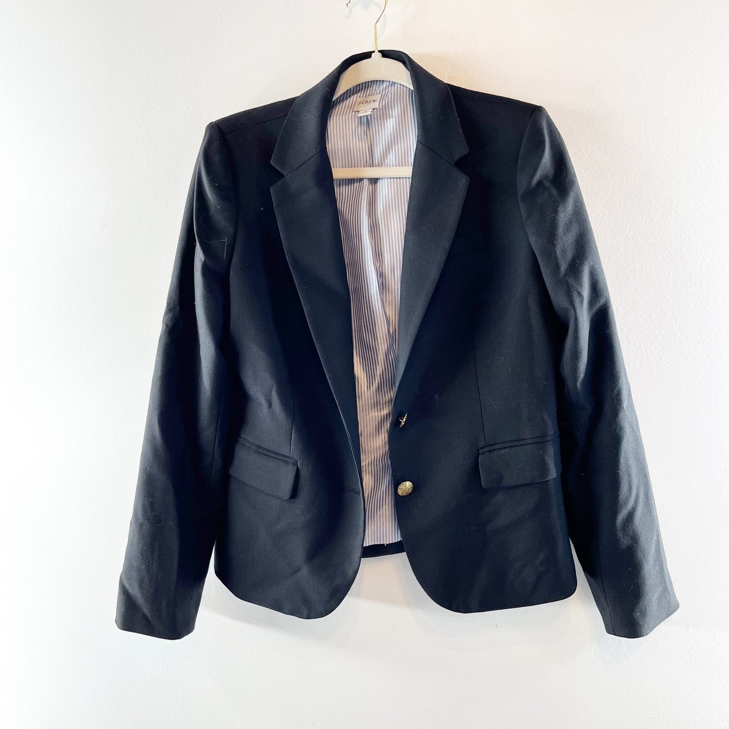 J. Crew Schoolboy Wool Blend Double Button Blazer Jacket Black 8