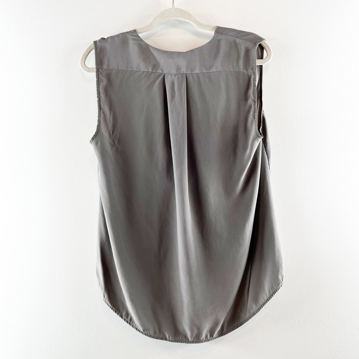 Rag & Bone Cowl Neck Sleeveless 100% Silk Shell Tank Top Gray Large