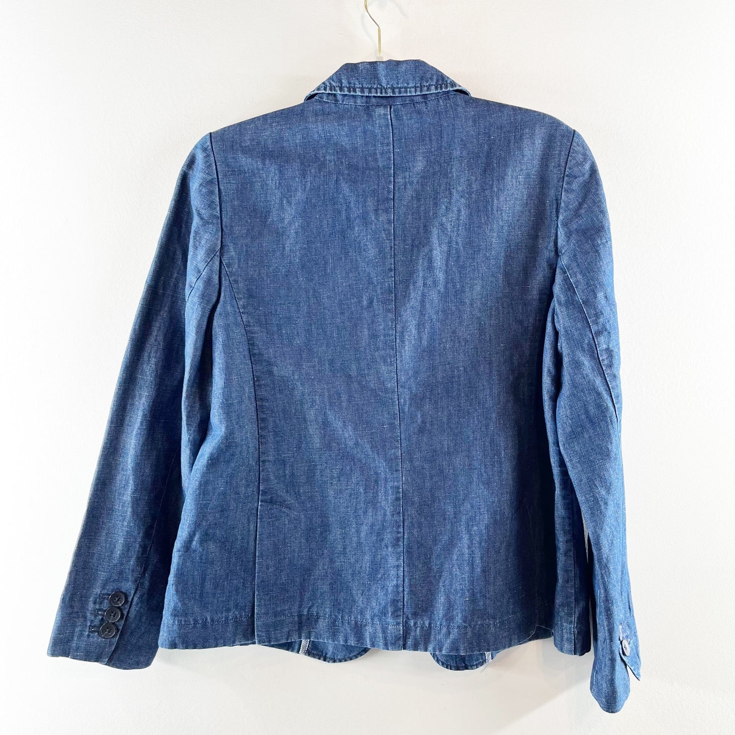 Talbots Double Button Denim Chambray Blazer Jacket Blue 8
