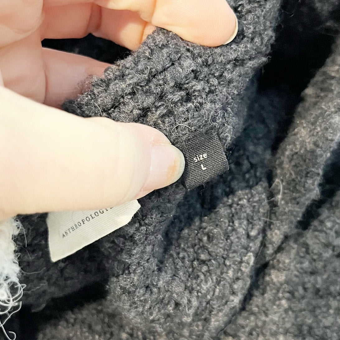 Sleeping on Snow Long Sleeve Open Knit Duster Cardigan Sweater Black Large