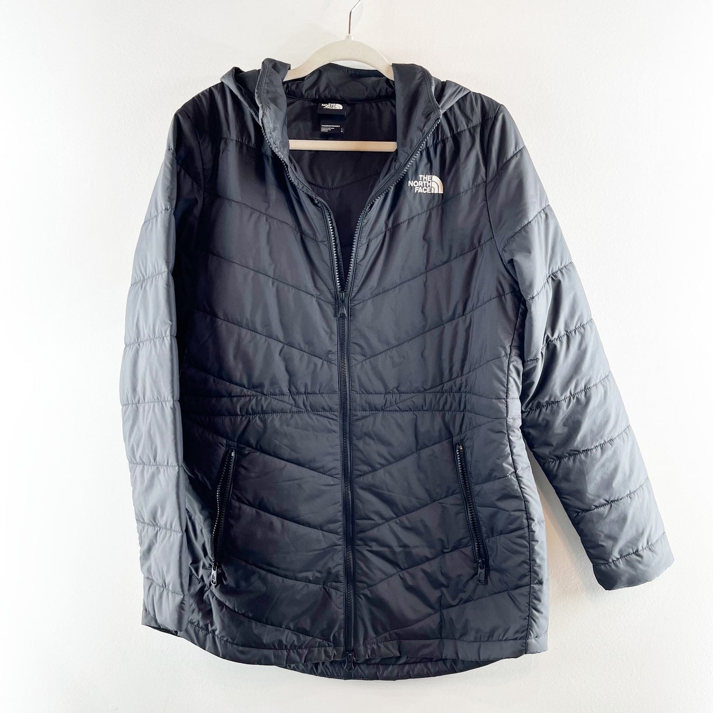 The North Face Tamburello Hooded Full Zip Quilted Parka Puffer Jacket Black L