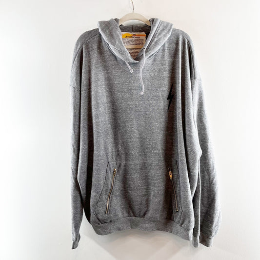 Aviator Nation Lightning Bolt Pullover Zip Pocket Hoodie Sweatshirt Gray XXL