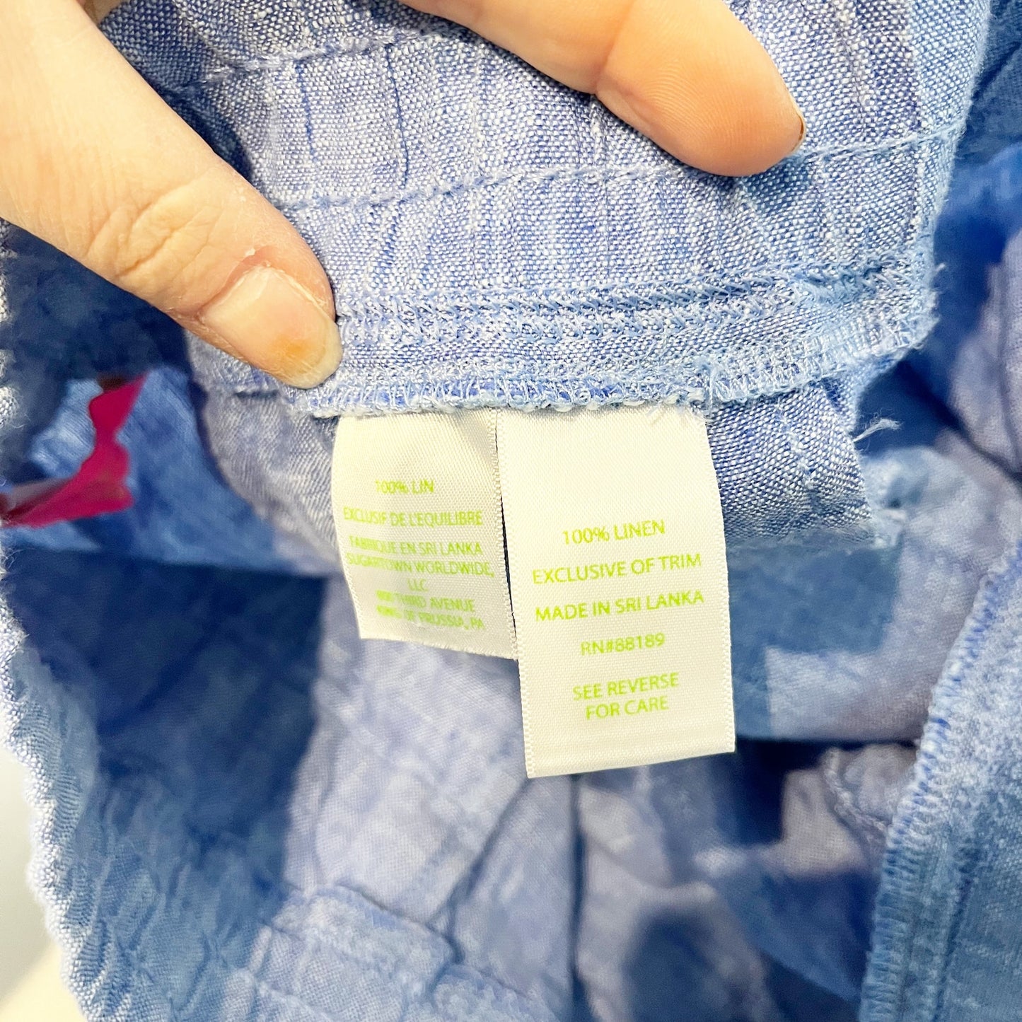 Lilly Pulitzer Deri Linen High rise Straight Leg Chambray Pants Blue Medium