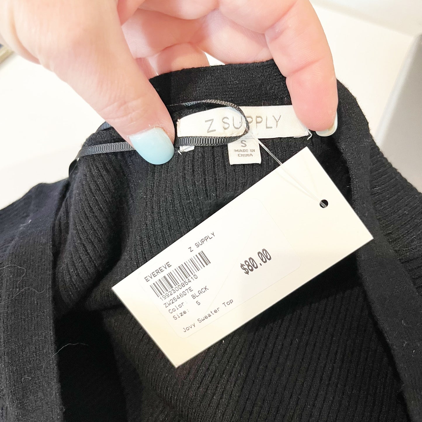 Z Supply Jovy Long Sleeve Off Shoulder Sweater Top Black Small