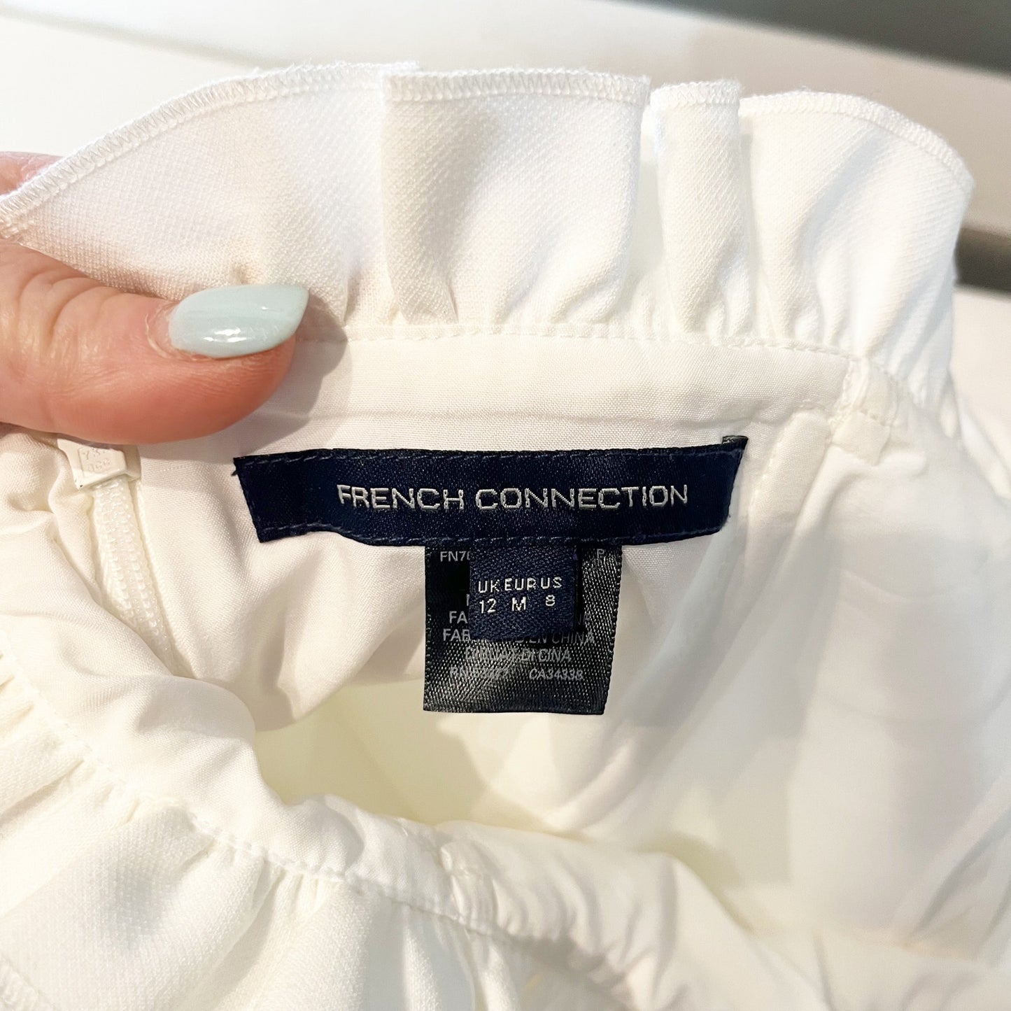 French Connection Ruffle Trim Strapless Mini Tube Dress White 8