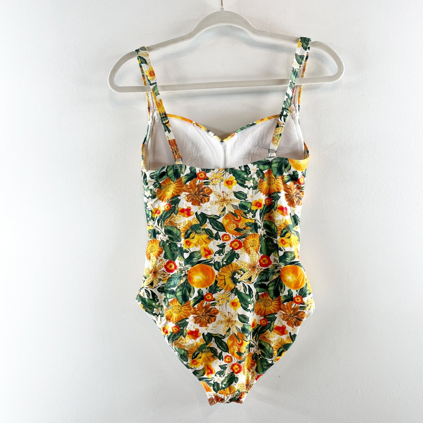 Niptuck Orange Citrus Joanne Twist Front Ruched One Piece Swimsuit Green Orange