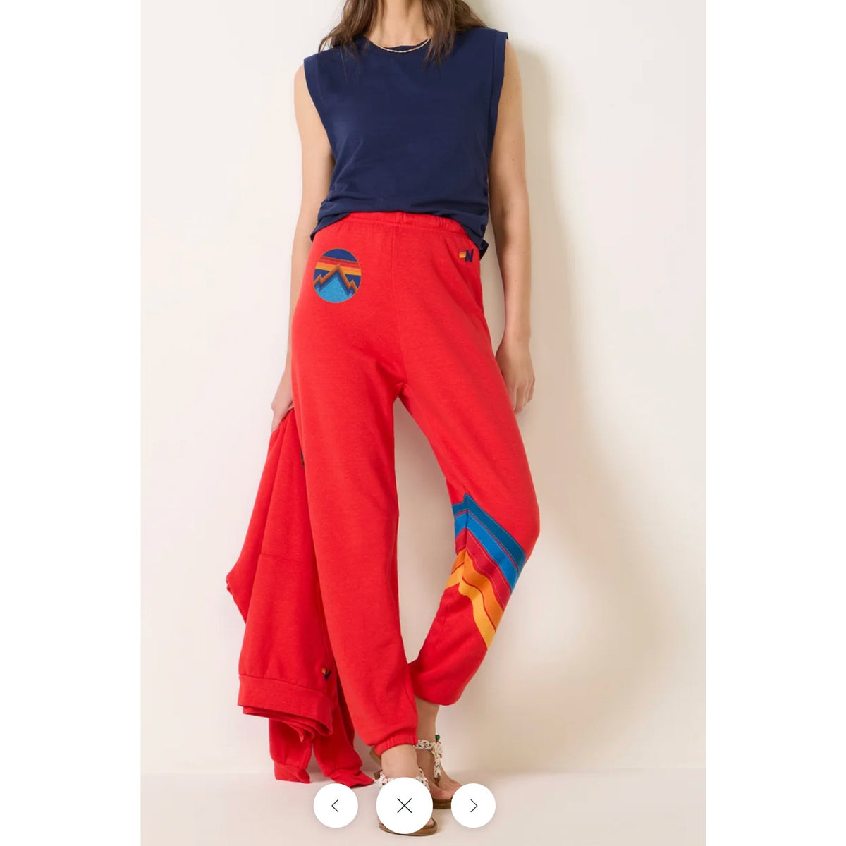 Aviator Nation All Season Circle Chevron Jogger Sweatpants Red XS
