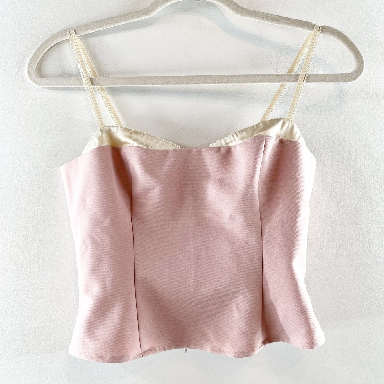 Reformation Melanie Sleeveless Smocked Back Camisole Tank Top Pink Cream 2