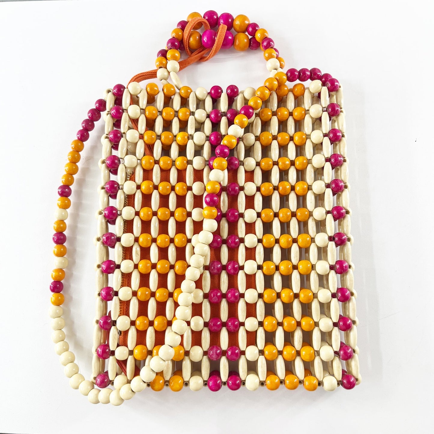 Maliparmi Crossbody Rectangle Beaded Bag Purse Purple Orange