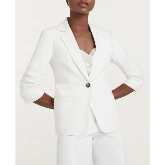 Cinq a Sept Khloe Jean Single Button Blazer Jacket White 10