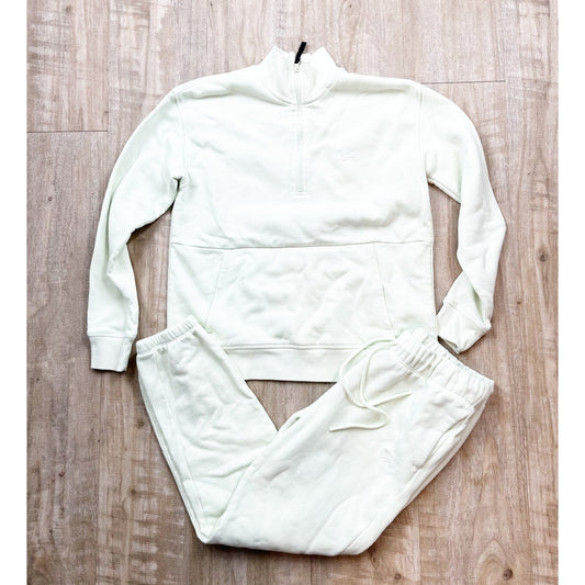 Reebok 1/2 Zip Pullover Sweatshirt Jogger Sweatpants Matching Set Green XS