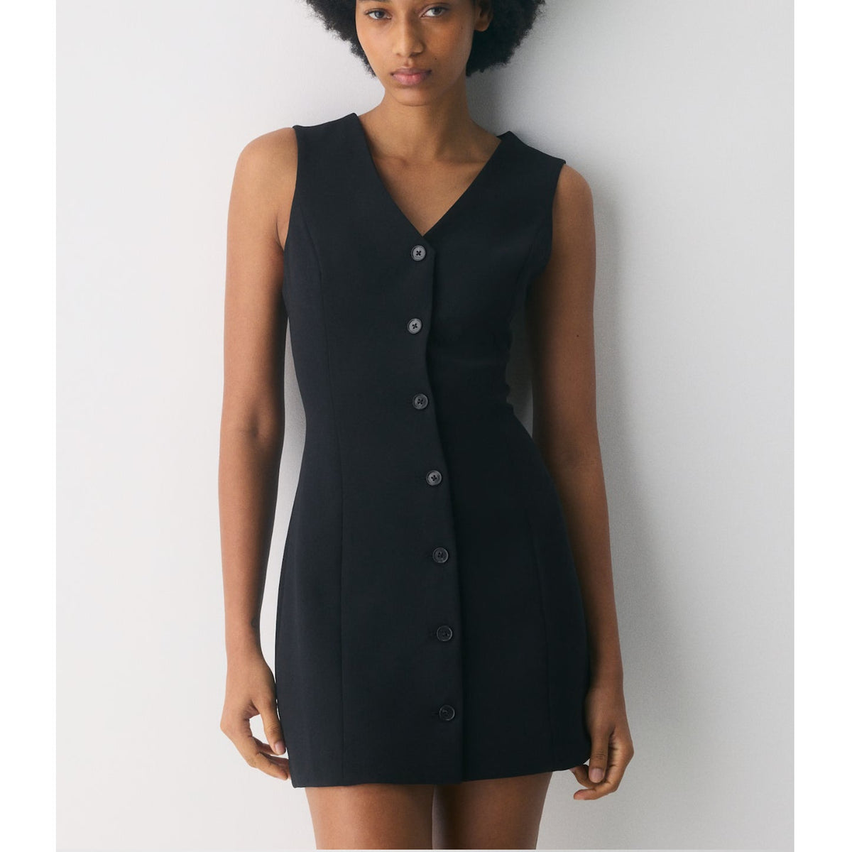 Aritzia Aria V-Neck Navy Crepette Mini Dress Blue Small