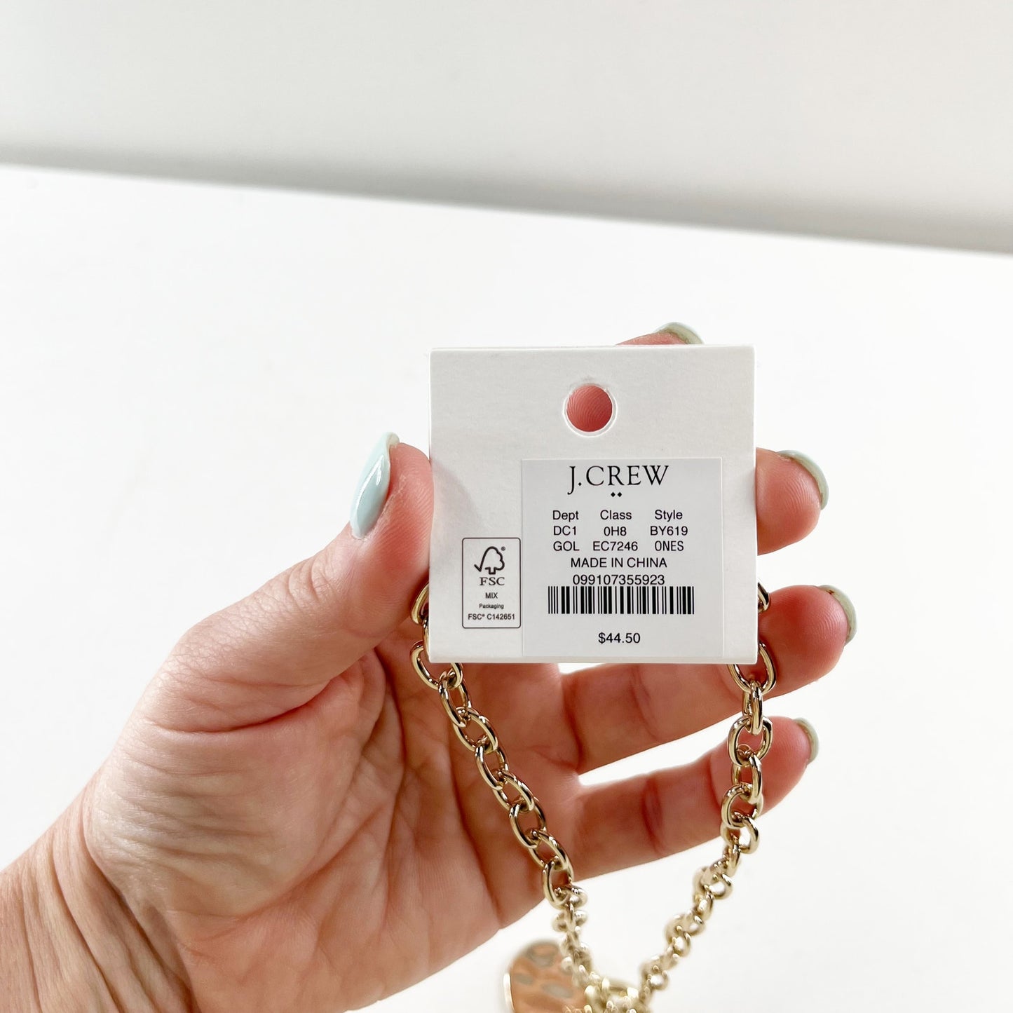 J. Crew Chain Necklace with Hammered Pendant Gold