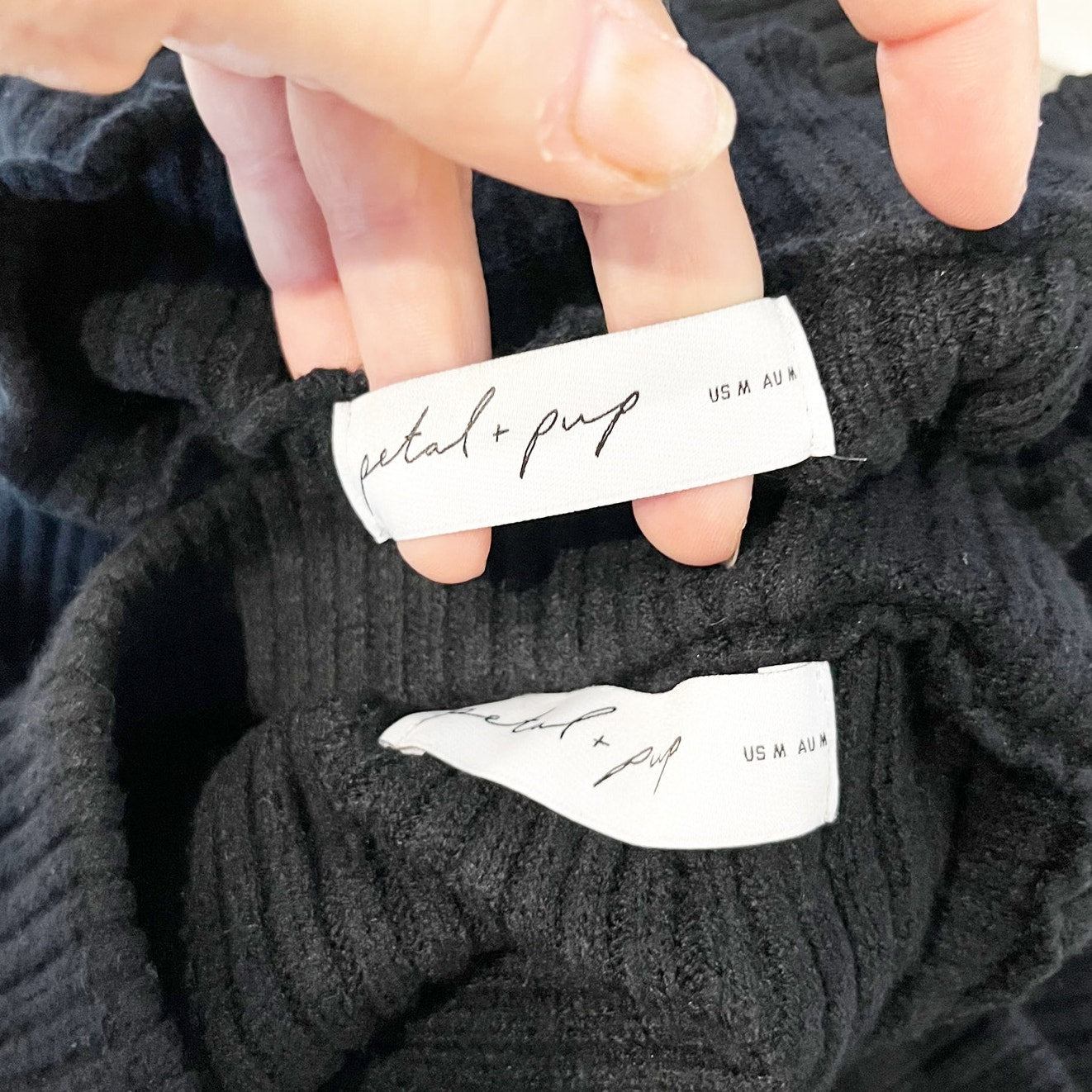 Petal & Pup Payton Knitted Ribbed Sweater and Midi Skirt Set Black Medium