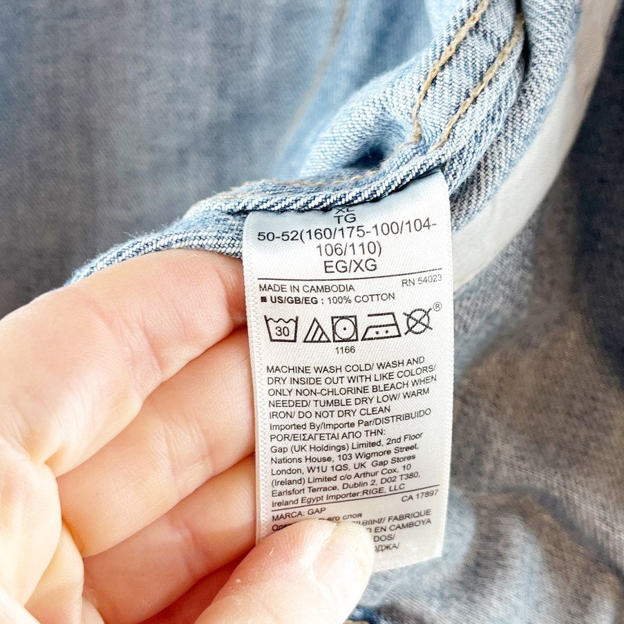 GAP Button Up Cotton Icon Denim Jacket Blue XL