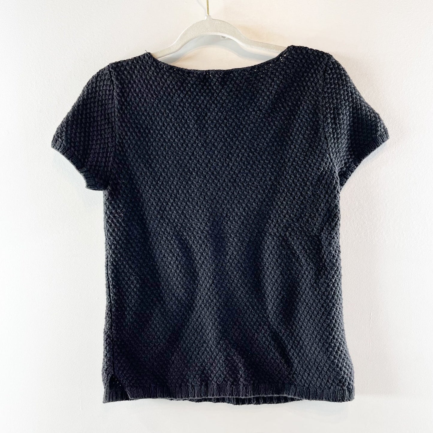 Adrienne Vittadini Short Sleeve Crewneck Sweater Tee Shirt Black Small