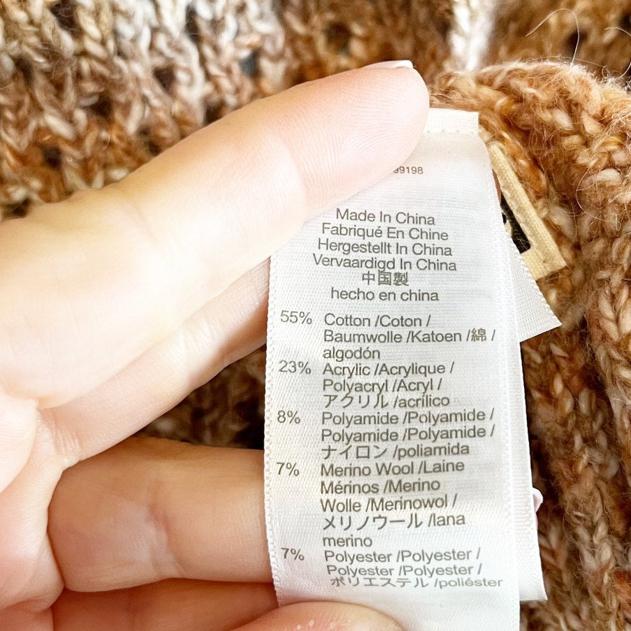 Madewell Space Dyed Open Knit Crochet Crewneck Pullover Sweater Ginger XS