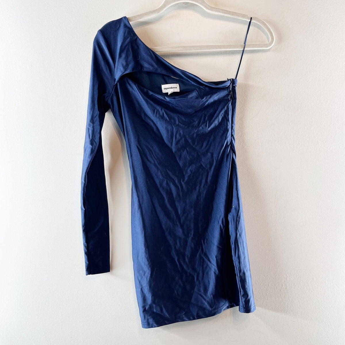 Superdown Erika One-Shoulder Bodycon Mini Dress Navy Blue XS