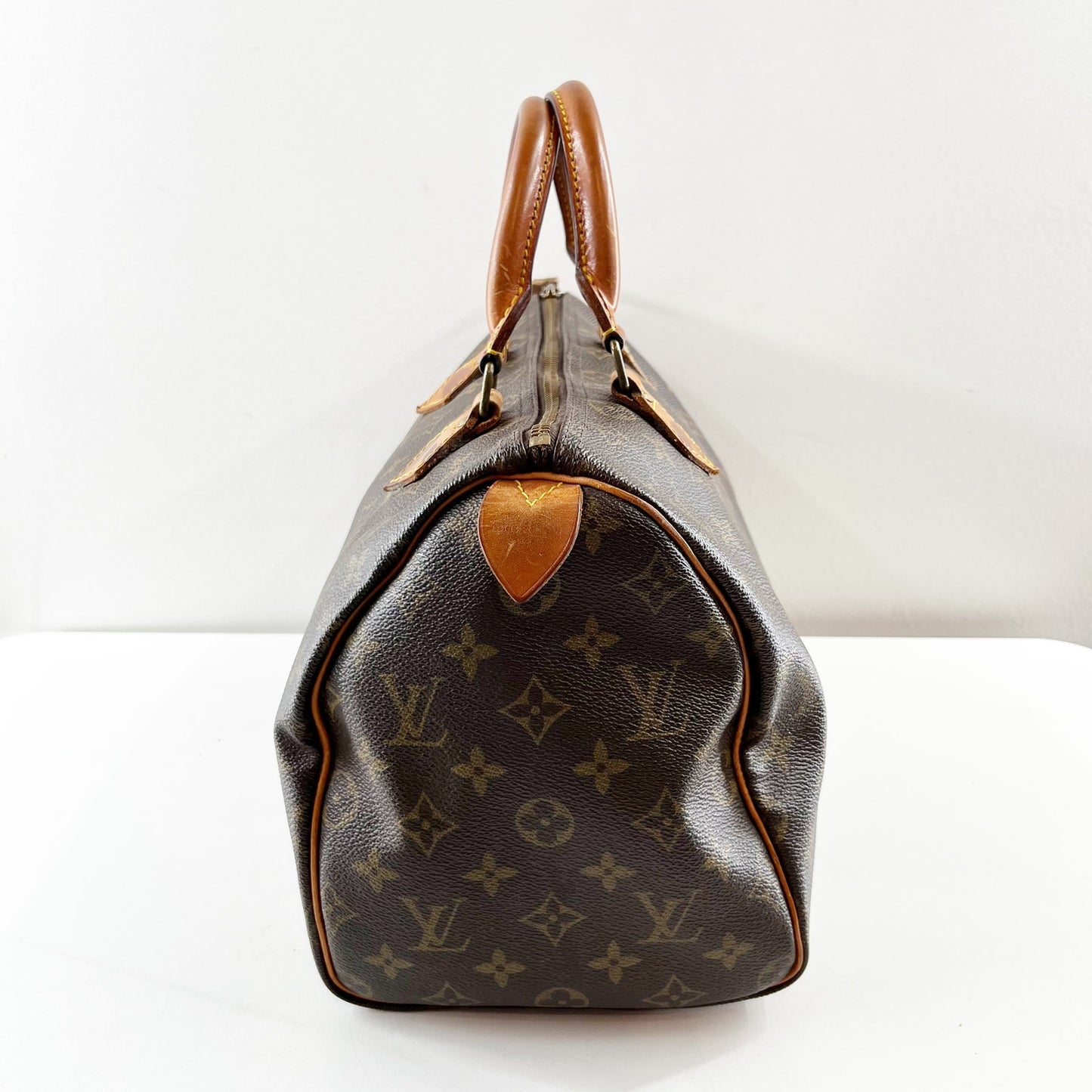 Louis Vuitton Vintage Speedy 30 Top Handle Canvas Monogram LV Bag Purse Brown