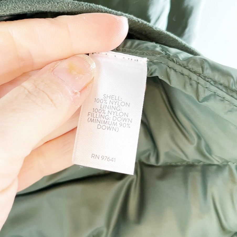 J. Jill Longline Down Quilted Puffer Coat Jacket Green Large