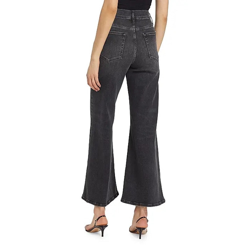 Frame Le Palazzo High-Rise Cropped Wide-Leg Flare Jeans Atmosphere Black 27