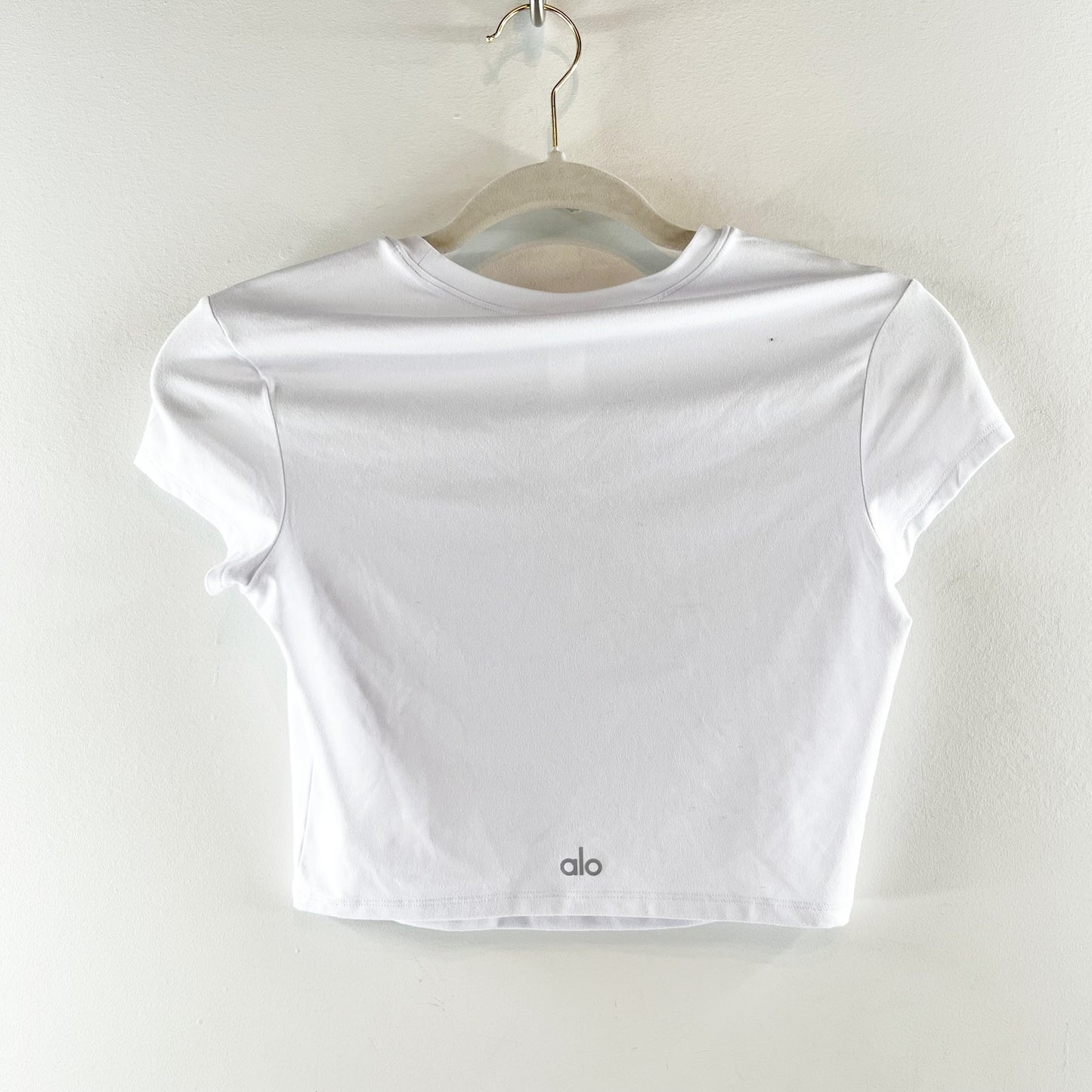 Alo Alosoft Finesse Short Sleeve Crew Neck Cropped Baby T-Shirt White Small