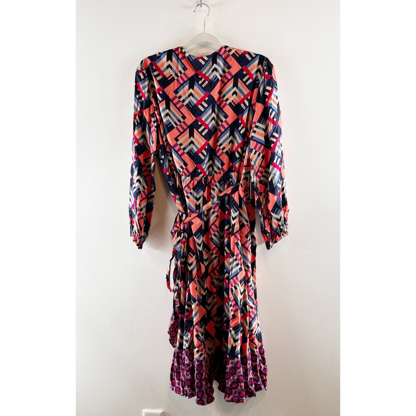 Porridge Anthropologie Amity Long Sleeve Printed Wrap Midi Dress Purple Orange