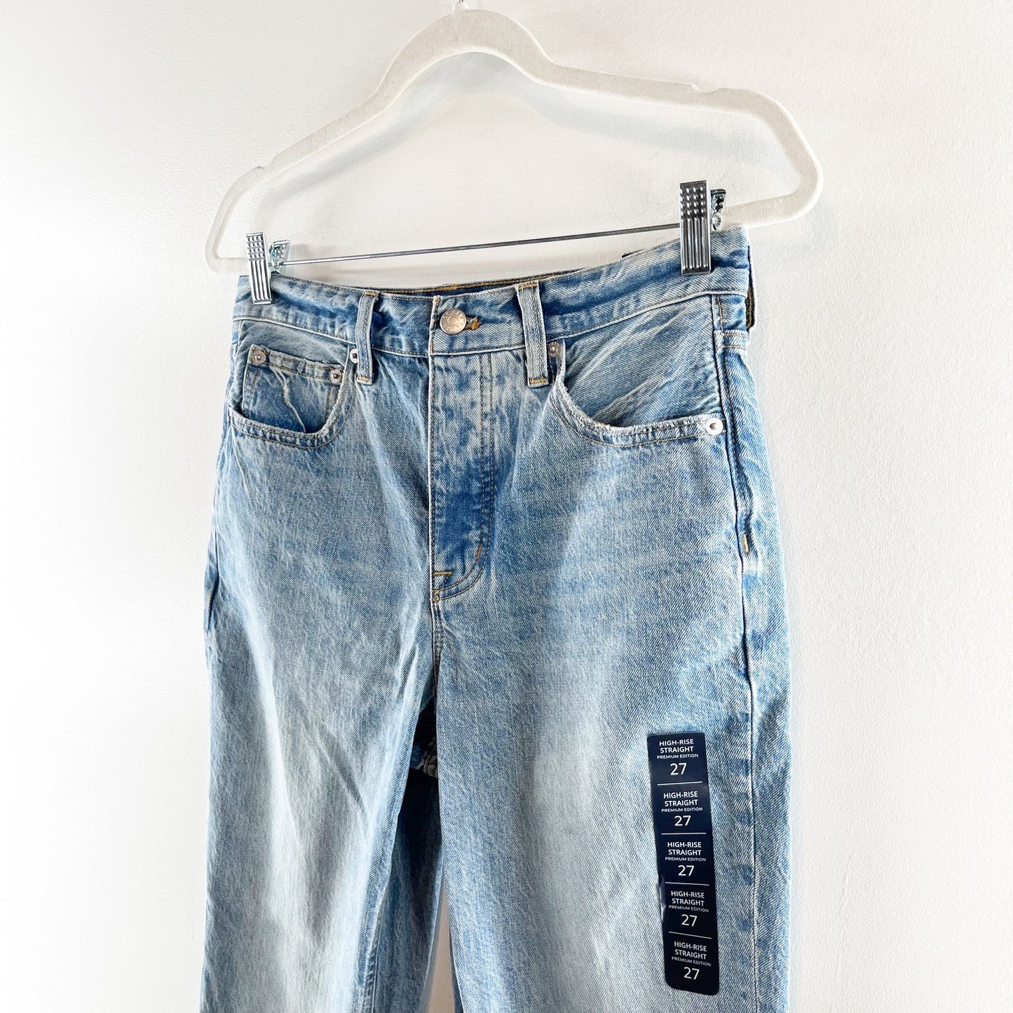 J. Crew Premium Edition High-Rise Cropped Denim Straight Jeans Blue 27