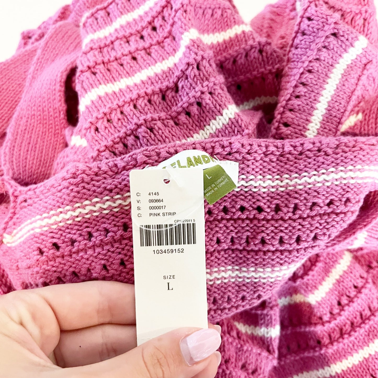 Celandine by Anthropologie Striped Sleeveless Crochet Minidress Pink White Large