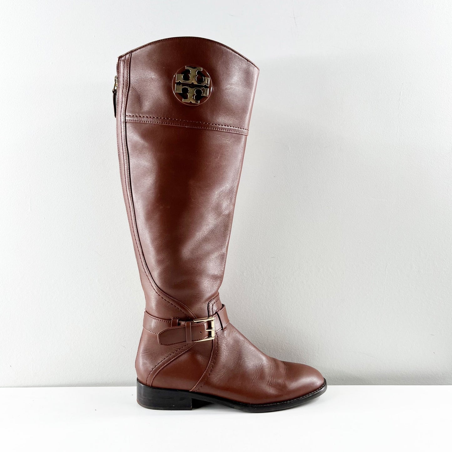 Tory Burch Leather Adeline Knee High Equestrian Riding Boots Brown 6