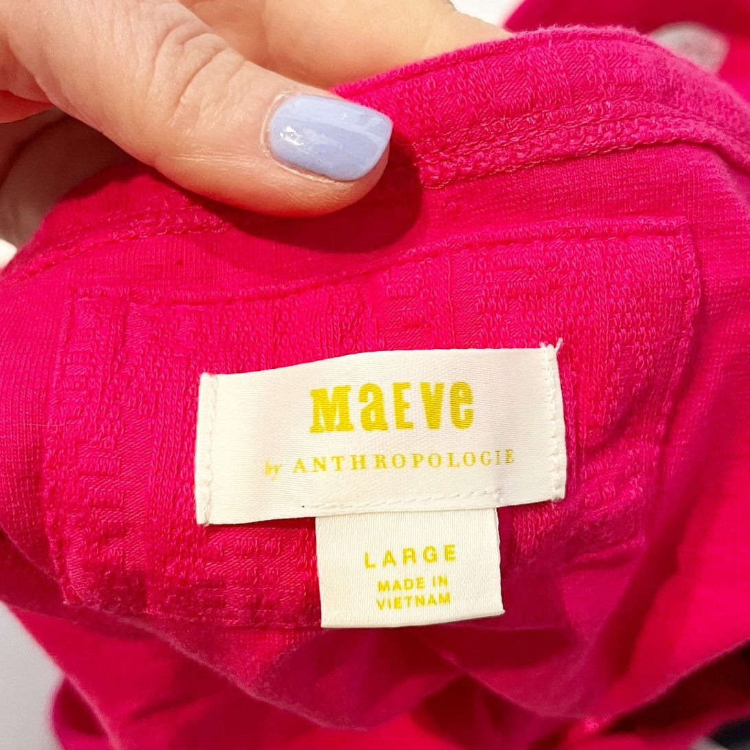 Maeve Anthropologie Square Neck Tank Top Button Detail Pink Large