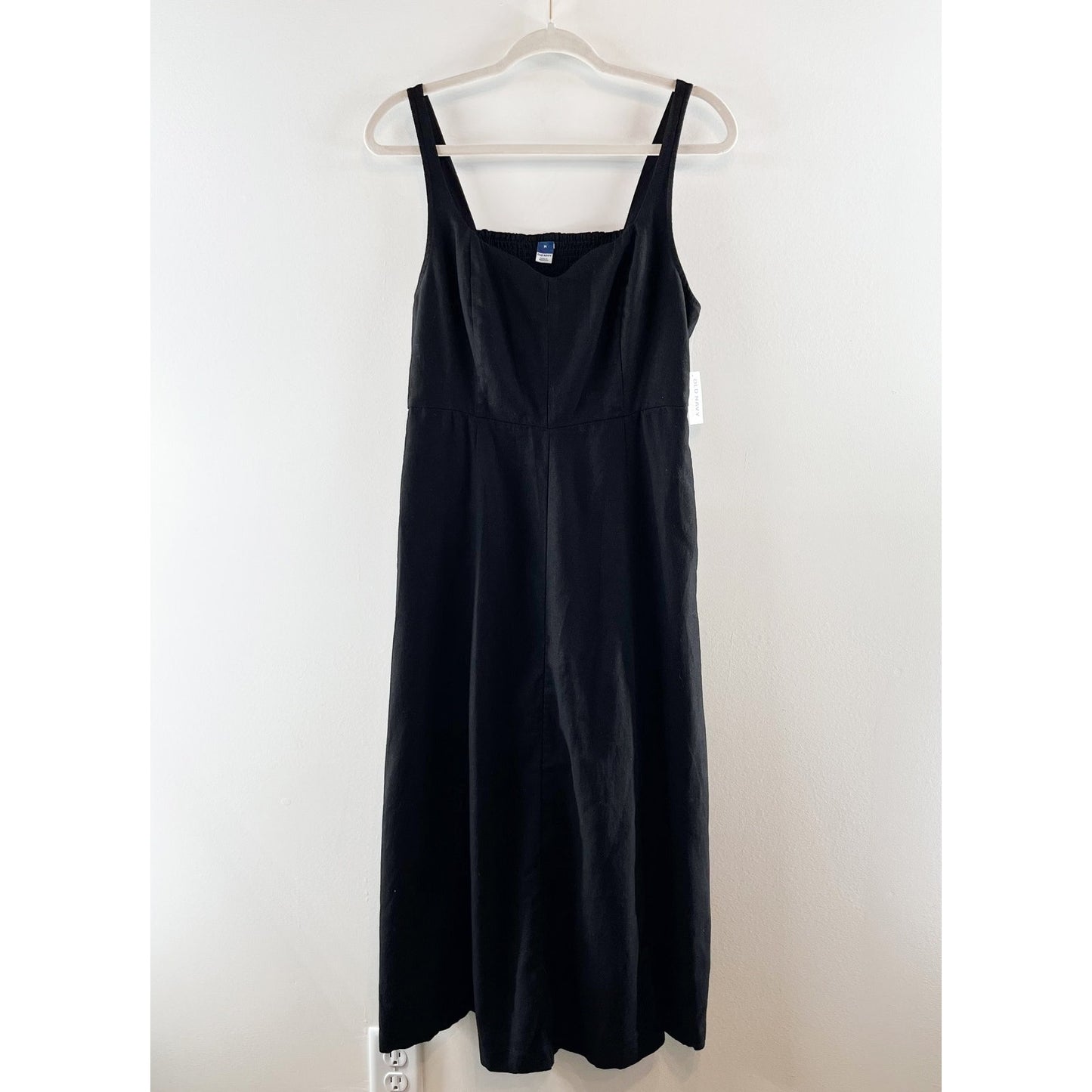 Old Navy Sweetheart Neckline Linen Blend Midi Dress Black Medium