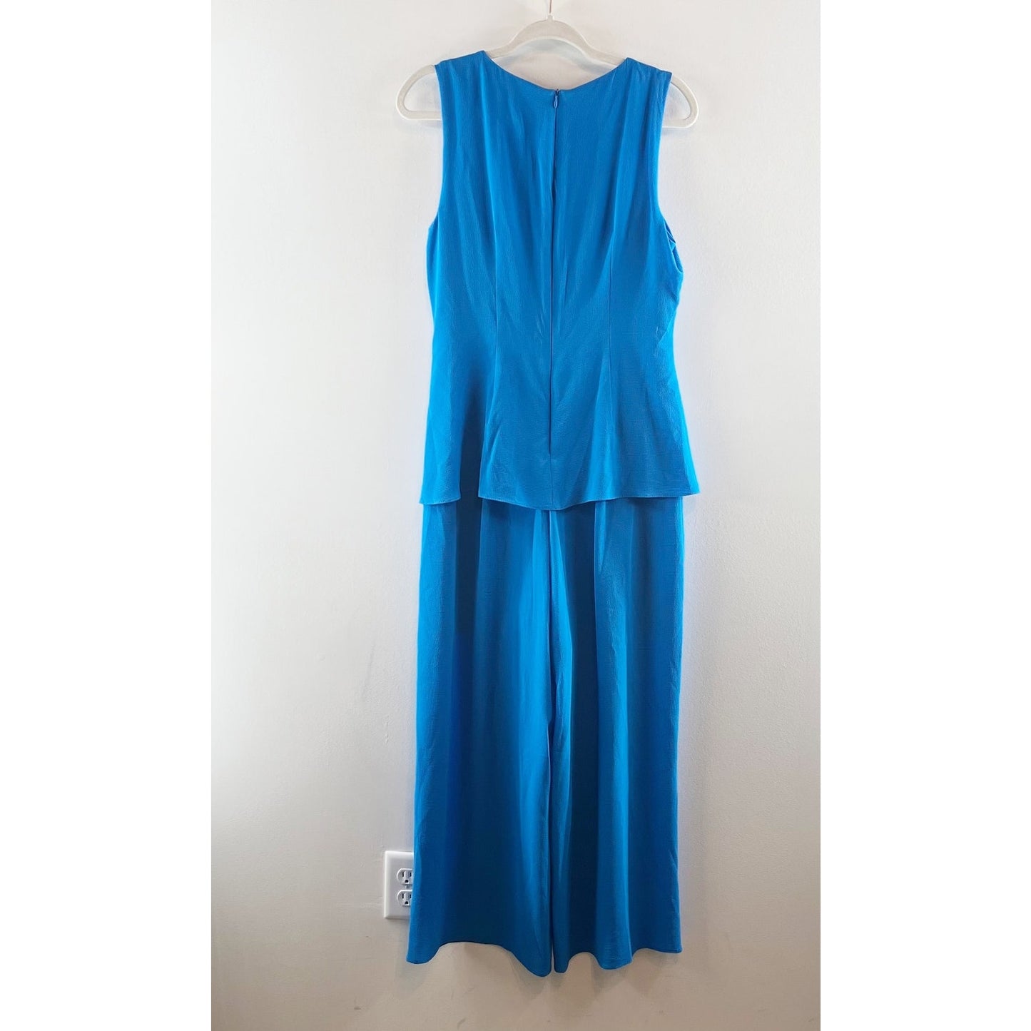 London Times Draped Neck Neck Crisscross Meliora Jumpsuit Brilliant Blue 10