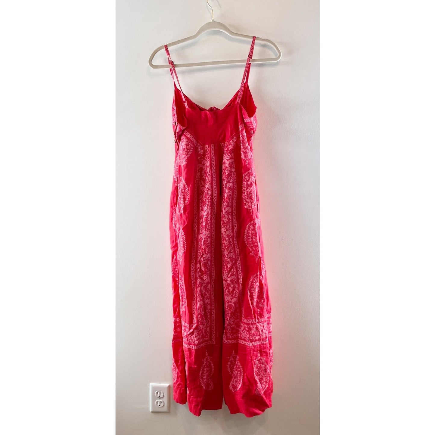 Free People Feel The Sun Wide Leg Paisley Bandana Print Jumpsuit Red Medium