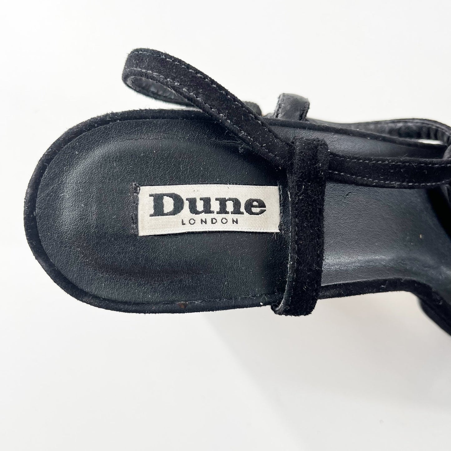 Dune London Ankle Strap Platform Suede Velvet Pumps Sandals Shoes Black 8.5